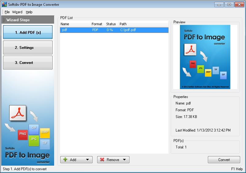 Softdiv PDF to Image Converter - PDF 文档转换为图片