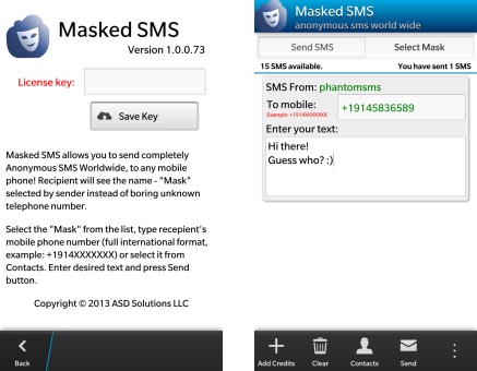 Masked SMS - 发送匿名短信[Blackberry 10]丨反斗限免