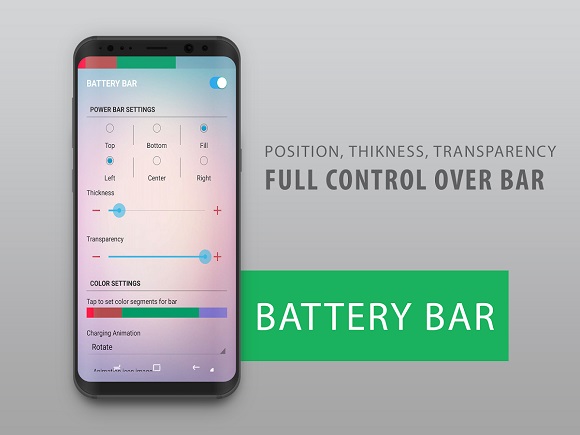 Battery Bar : Energy Bars on Status bar - 在状态栏上显示电量情况[Android][$0.99→0]