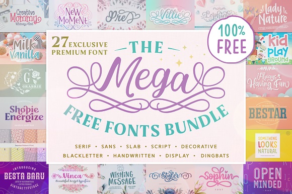 免费获取字体包 The Mega Free Fonts Bundle[Windows、macOS][$405→0]