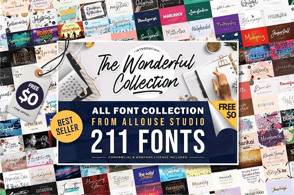 免费获取字体包 The Wonderful Collection Font Bundle[Windows、macOS][$3354→0]