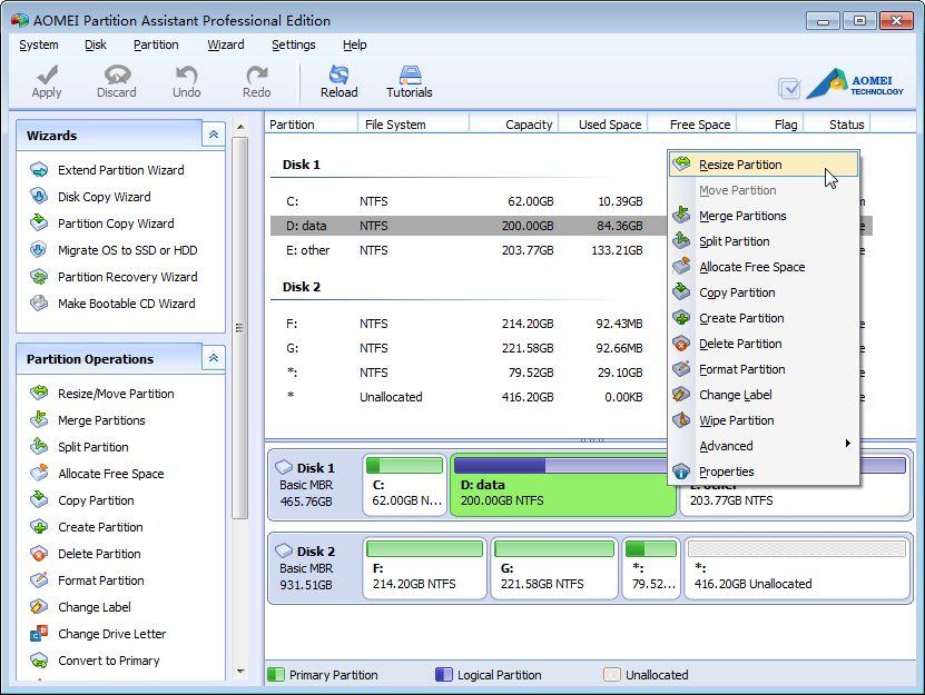 AOMEI Partition Assistant Pro – 磁盘分区整理软件[Windows][$39.95→0]