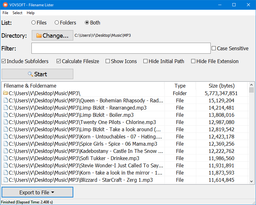 Filename Lister – 文件列表导出软件[Windows][$9.99→0]