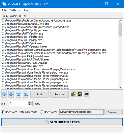 Vovsoft Open Multiple Files - 同时打开多个文件[Windows][$15→0]