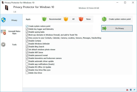 Privacy Protector for Windows 10 – Windows 10 隐私保护工具[Windows][$49.99→0]