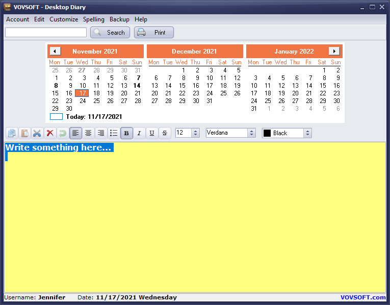 Vovsoft Desktop Diary - 桌面日记工具[Windows][$15→0]