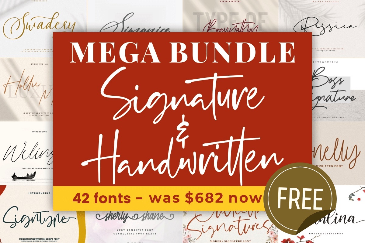 免费获取字体包 Mega Script & Handwritten Fonts Bundle[Windows、macOS][$682→0]
