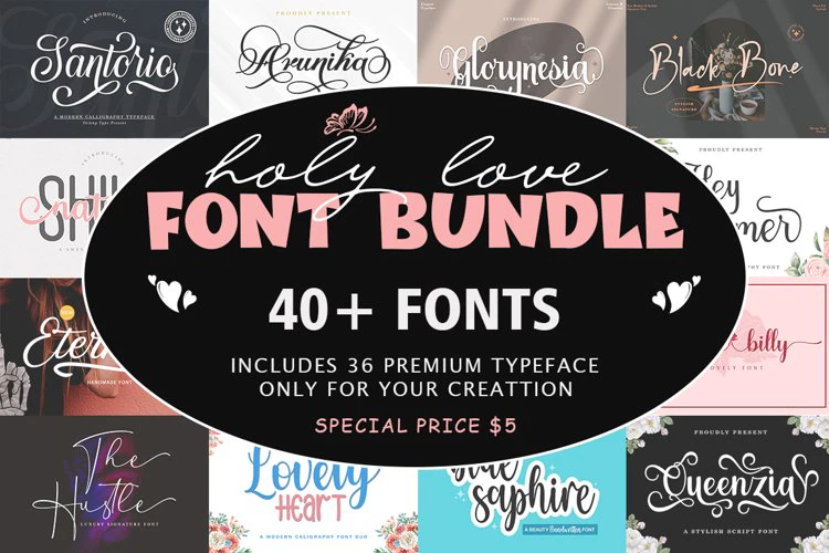 限时免费获取字体包 Holy Love Font Bundle[Windows、macOS][$10→0]-反斗限免