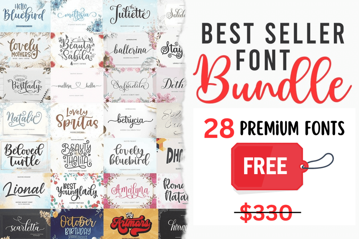 免费获取字体包 Best Seller Font Bundle[Windows、macOS][$330→0]