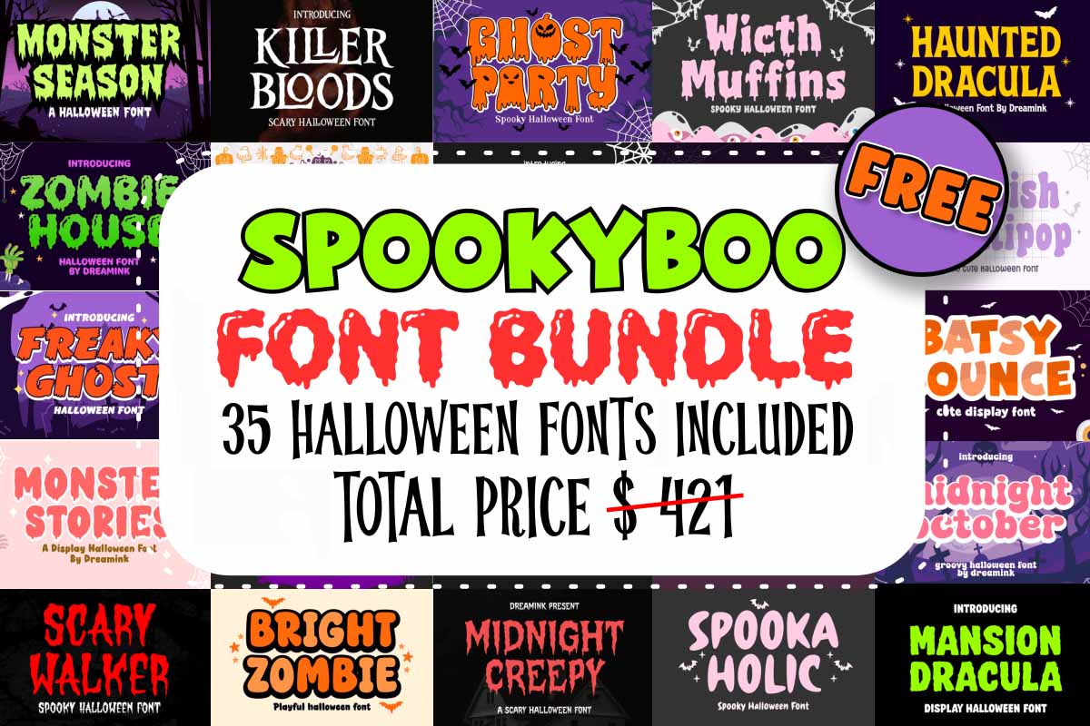 限时免费获取字体包 SpookyBoo Font Bundle[Windows、macOS][$421→0]