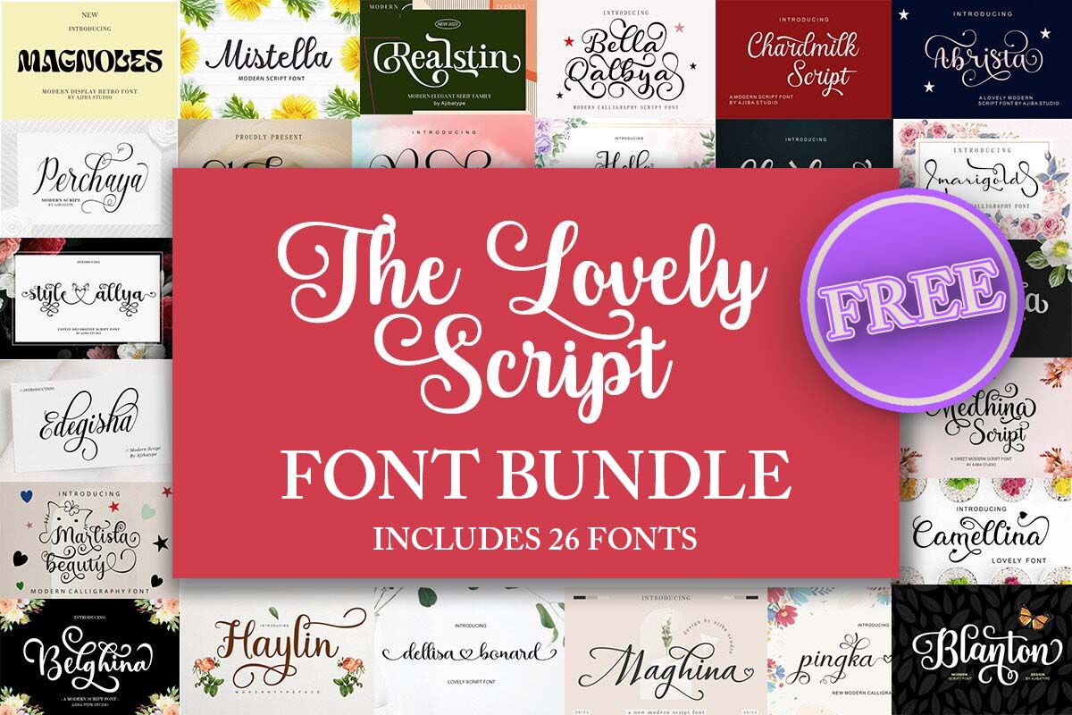 限时免费获取字体包 The Lovely Script Font Bundle[Windows、macOS][$312→0]-反斗限免