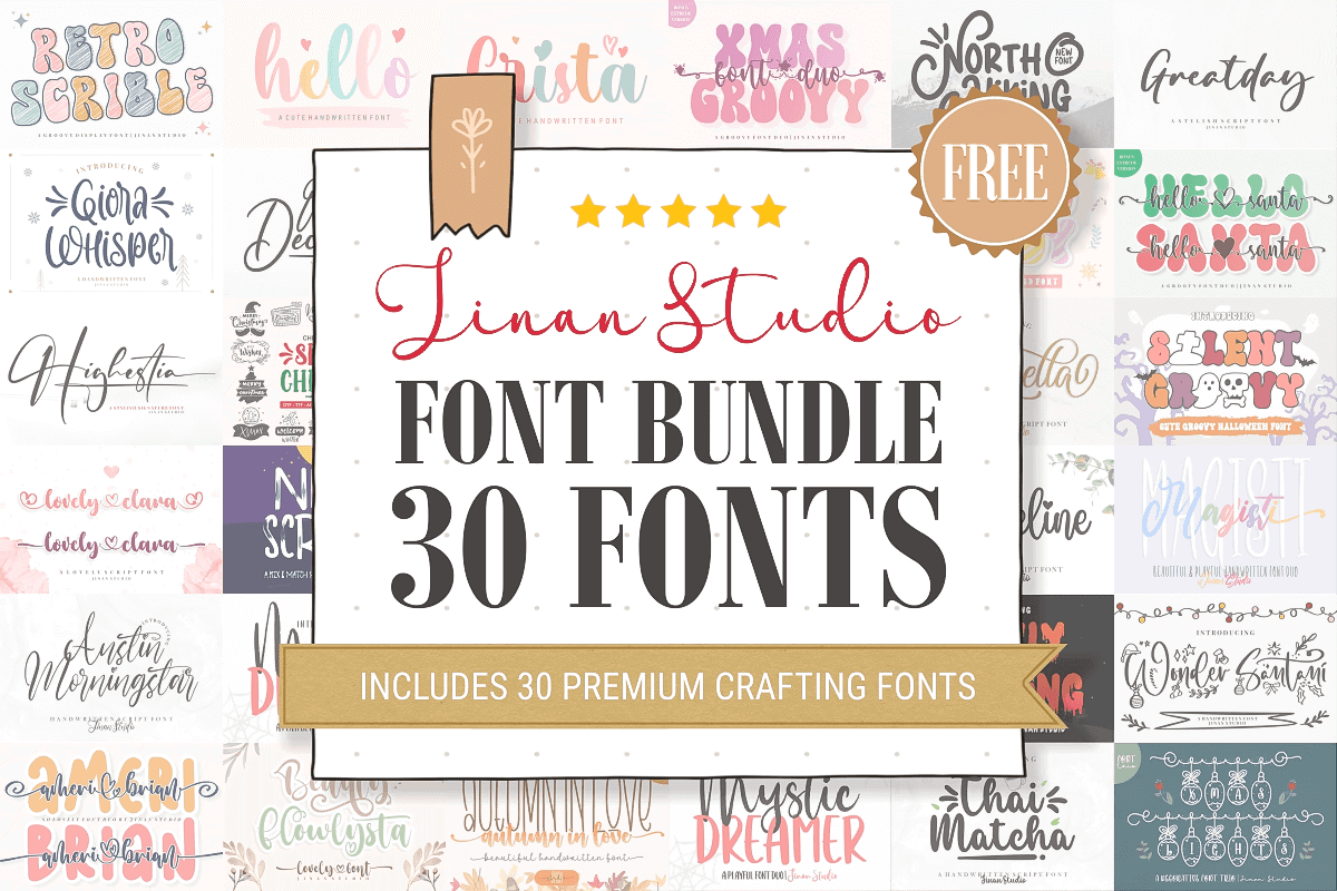 免费获取字体包 Jinan Studio Font Bundle[Windows、macOS][$434→0]