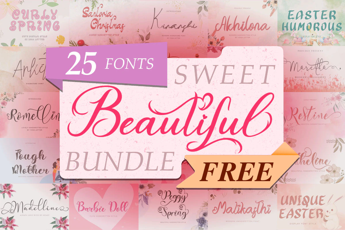 限时免费获取字体包 Beautiful Sweet Bundle[Windows、macOS][$376→0]-反斗限免