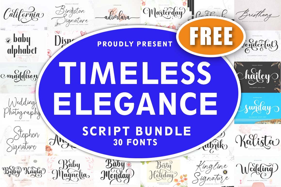 限時免費(fèi)獲取字體包 Timeless Elegance Script Bundle[Windows、macOS][$380→0]