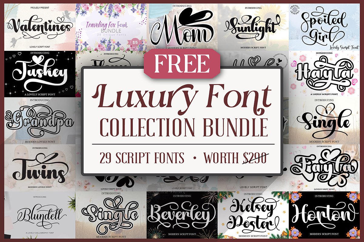 限时免费获取字体包 Luxury Font Collection Bundle[Windows、macOS][$290→0]