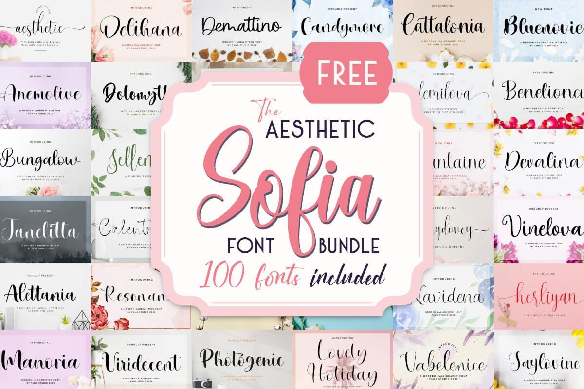 免费获取字体包 The Aesthetic Sofia Font Bundle[Windows、macOS][$1500→0]