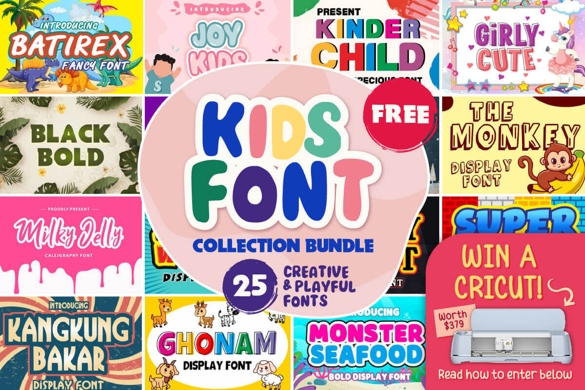 免费获取字体包 Kids Font Collection Bundle[Windows、macOS][$251→0]