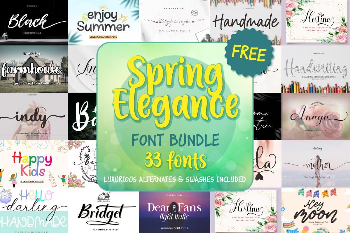 免费获取字体包 Spring Elegance Font Bundle[Windows、macOS][$381→0]