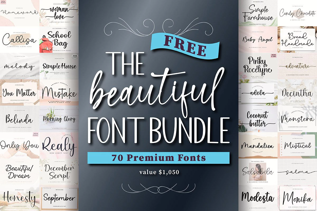 免费获取字体包 The Beautiful Font Bundle[Windows、macOS][$1050→0]