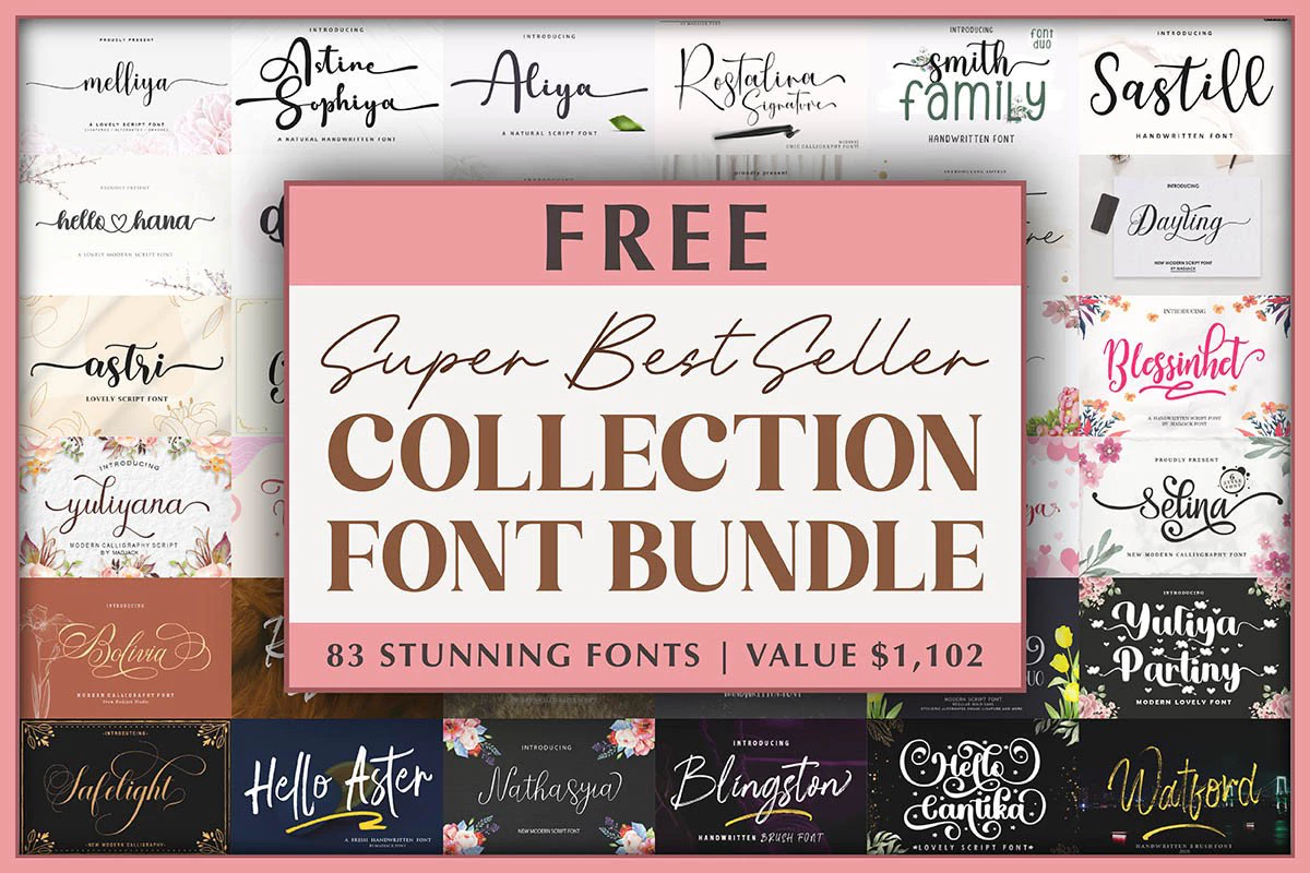 免费获取字体包 The Beautiful Font Bundle[Windows、macOS][$1050→0]