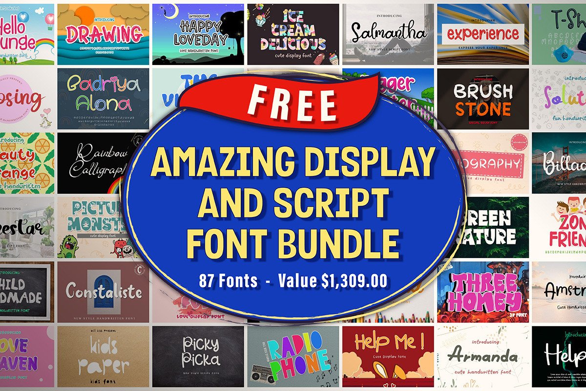 免费获取字体包 Amazing Display and Script Font Bundle[Windows、macOS][$1309→0]