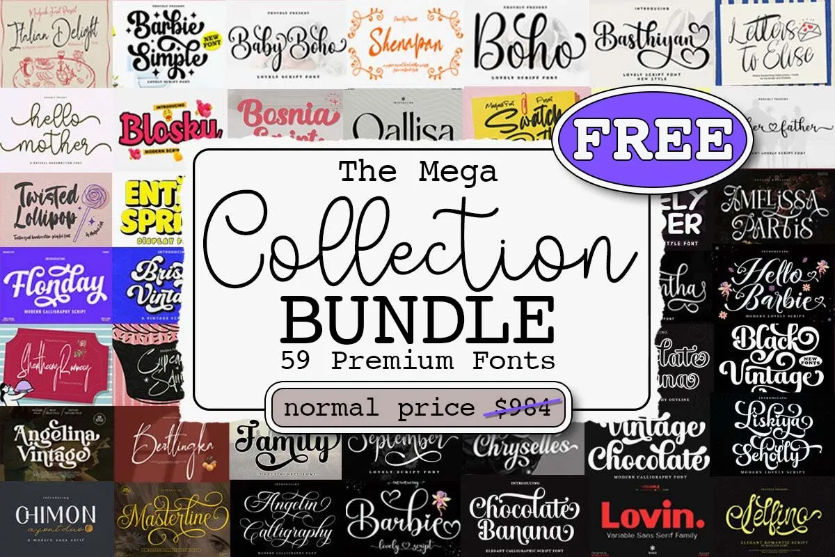 限时免费获取字体包 The Mega Font Bundle[Windows、macOS][$984→0]