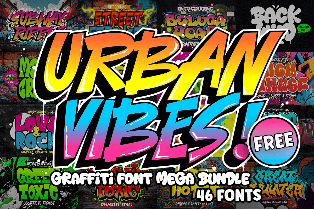 限时免费获取字体包 Urban Vibes - Graffiti Font Bundle[Windows、macOS][$846→0]