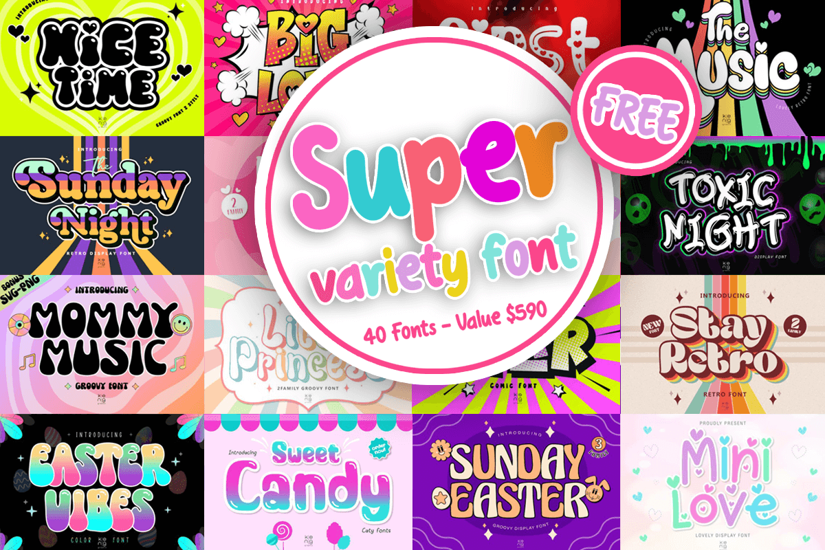 限时免费获取字体包 Super Variety Font Bundle[Windows、macOS][$590→0]