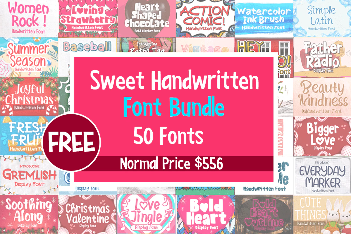 限时免费获取字体包 Sweet Handwritten Fonts Bundle[Windows、macOS][$556→0]