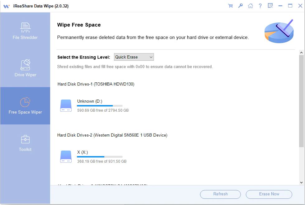 iReaShare Data Wipe - 数据安全擦除工具[1年授权][Windows][$24.95→0]