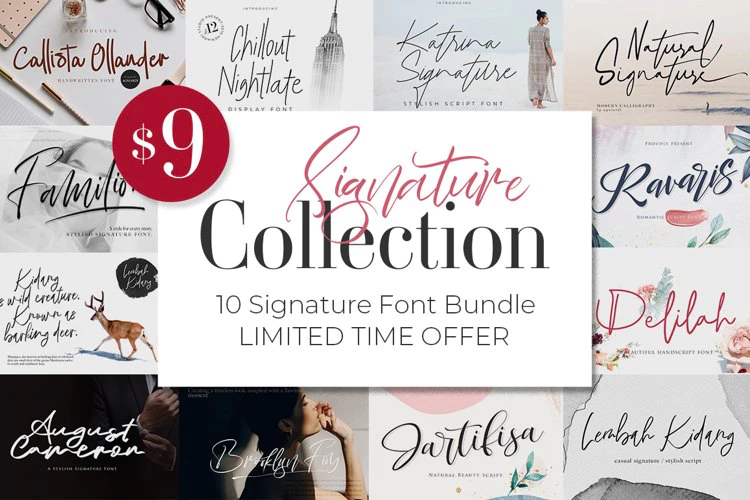 限时免费获取字体包 Signature Collection Font Bundle[Windows、macOS][$18→0]-反斗限免