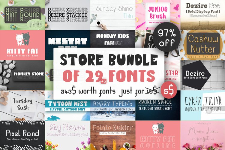 限时免费获取字体包 Dasagani Shop Fonts Bundle[Windows、macOS][$343→0]