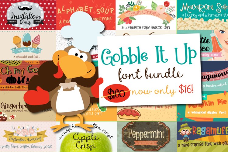 限时免费获取字体包 Gobble It Up Font Bundle[Windows、macOS][$160→0]