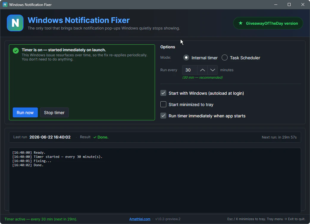 Windows Notification Fixer - Windows 通知修复工具[Windows][$12→0]