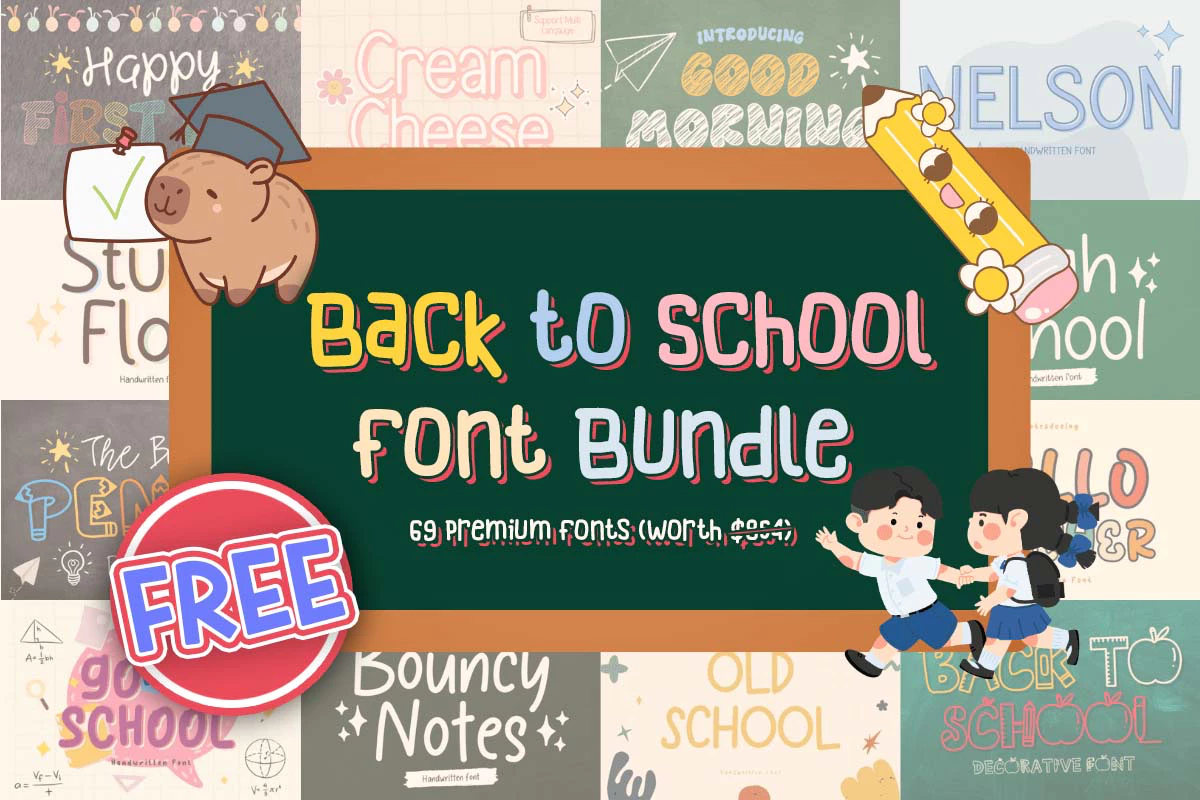限时免费获取字体包 Back to School Font Bundle[Windows、macOS][$854→0]