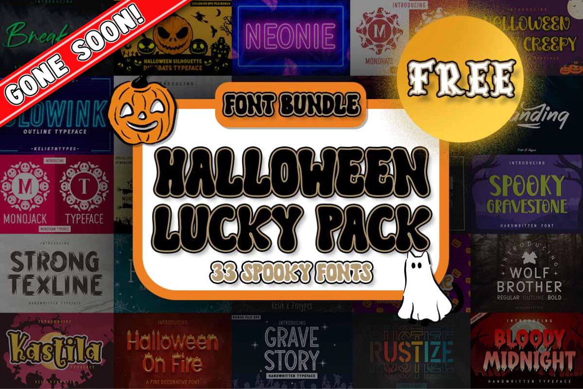 限时免费获取字体包 Halloween Lucky Font Bundle[Windows、macOS][$413→0]-反斗限免