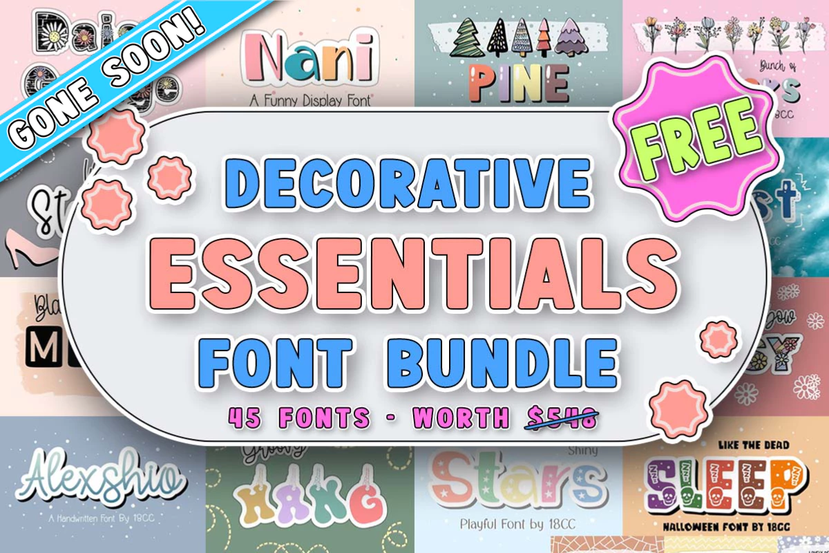 限时免费获取字体包 Decorative Essentials Font Bundle[Windows、macOS][$548→0]-反斗限免
