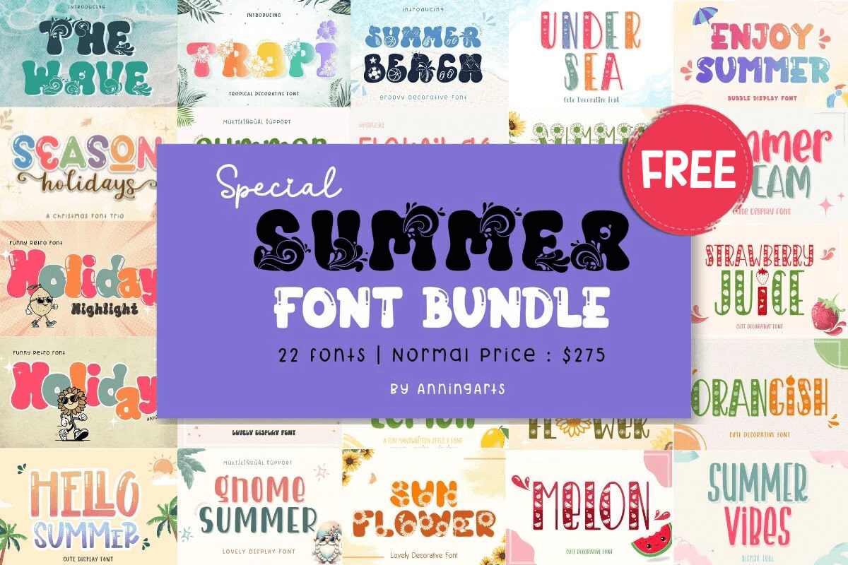 限时免费获取字体包 Special Summer Font Bundle[Windows、macOS][$275→0]