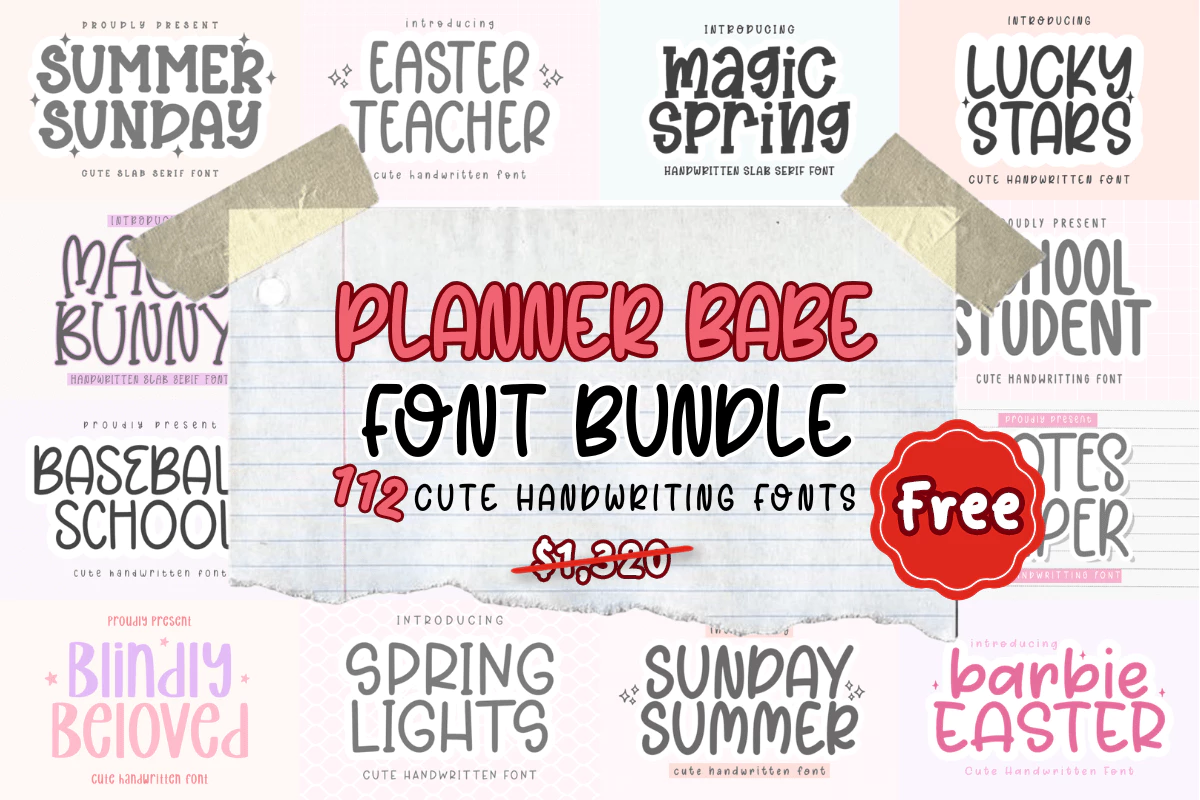限免免费获取字体包 Planner Babe Font Bundle[Windows、macOS][$1320→0]