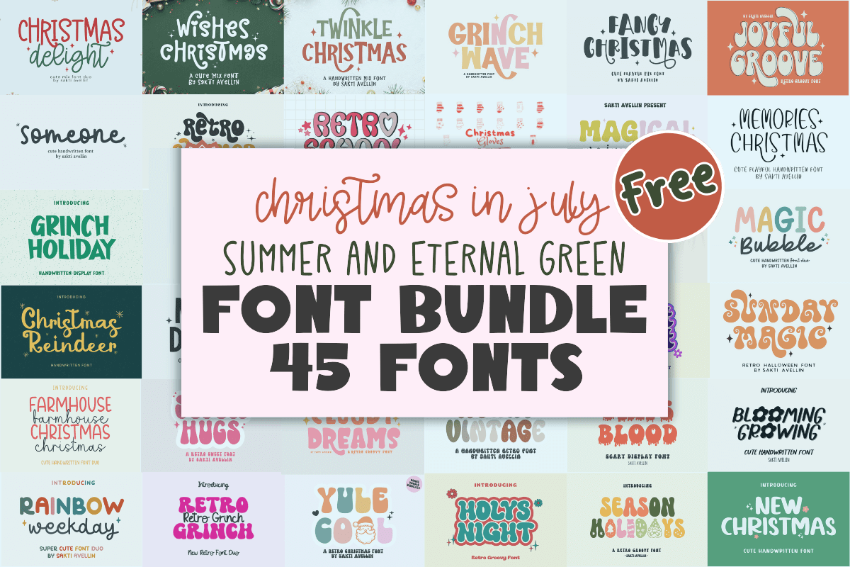 限时免费获取字体包 Christmas in July Font Bundle[Windows、macOS][$606→0]