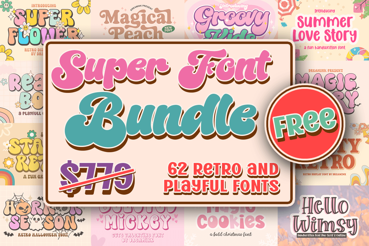 限时免费获取字体包 Super Retro and Playful Font Bundle[Windows、macOS][$779→0]