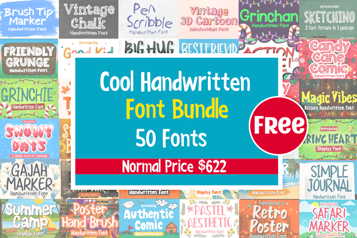 限时免费获取字体包 Cool Handwritten Fonts Bundle[Windows、macOS][$622→0]