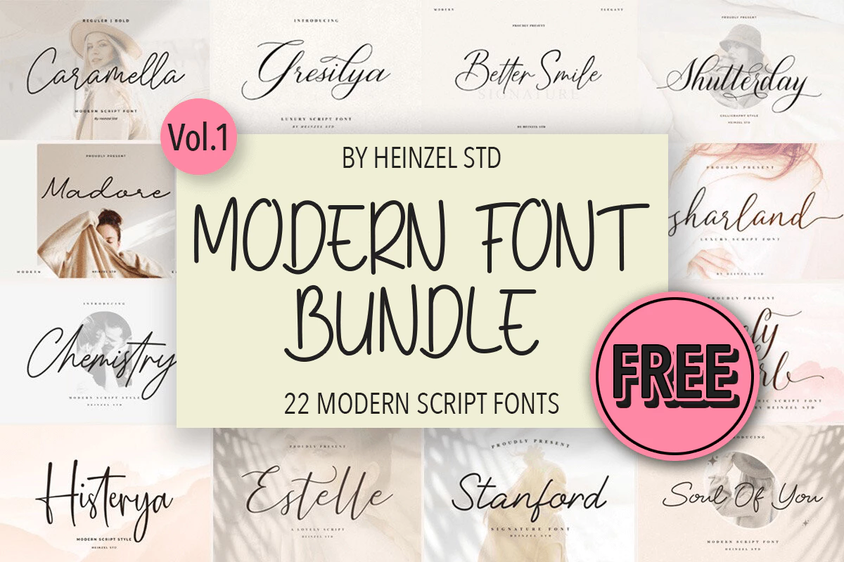 免费获取字体包 Modern Script Font Bundle Vol.1[Windows、macOS][$223→0]