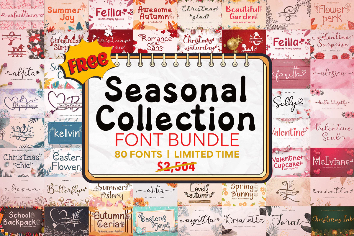 限时免费获取字体包 Seasonal Collection Font Bundle[Windows、macOS][$2504→0]