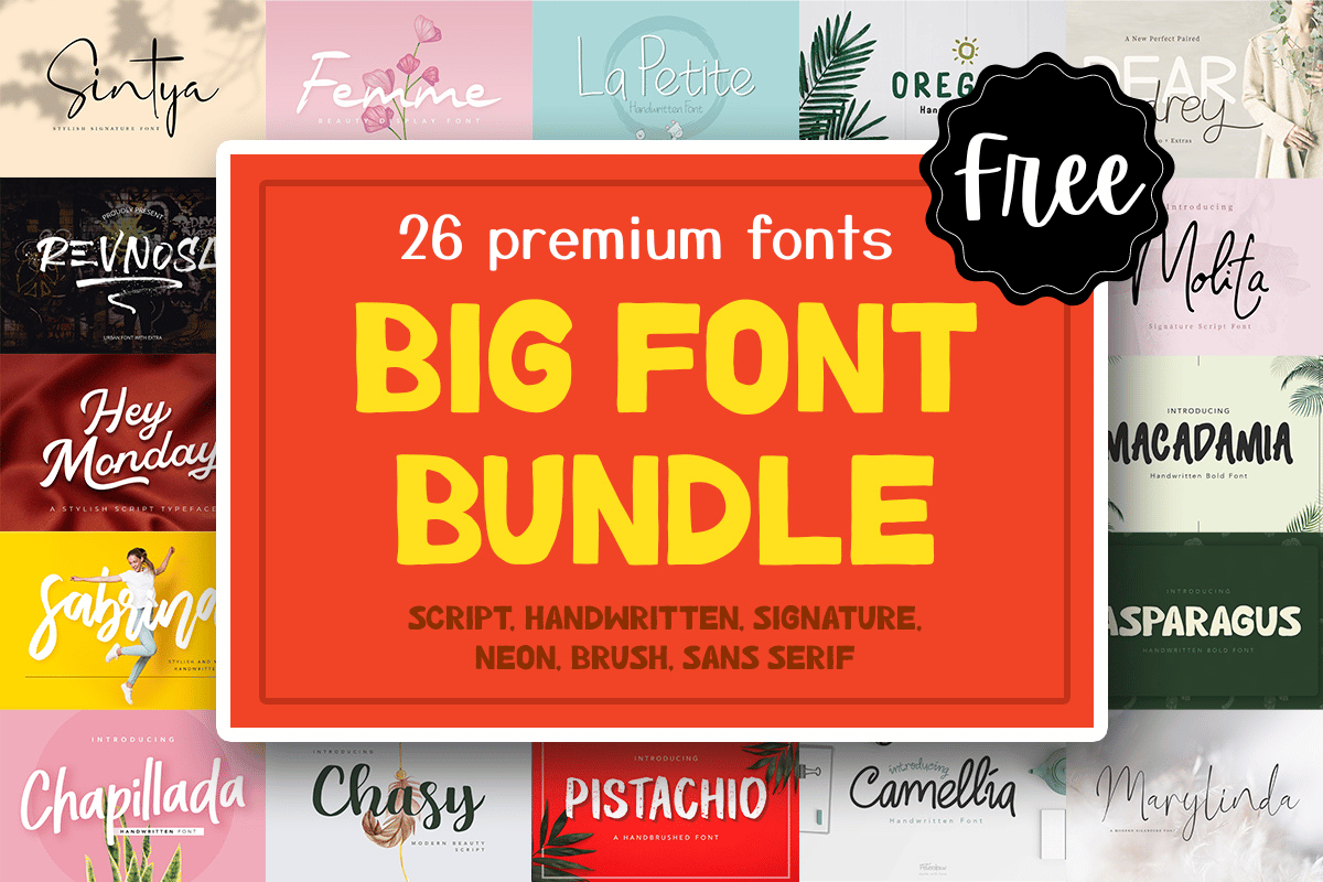 免费获取字体包 Big Font Bundle[Windows、macOS][$376→0]