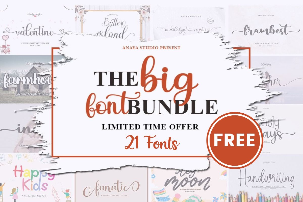 免费获取字体包 The Big Font Bundle[Windows、macOS][$254→0]