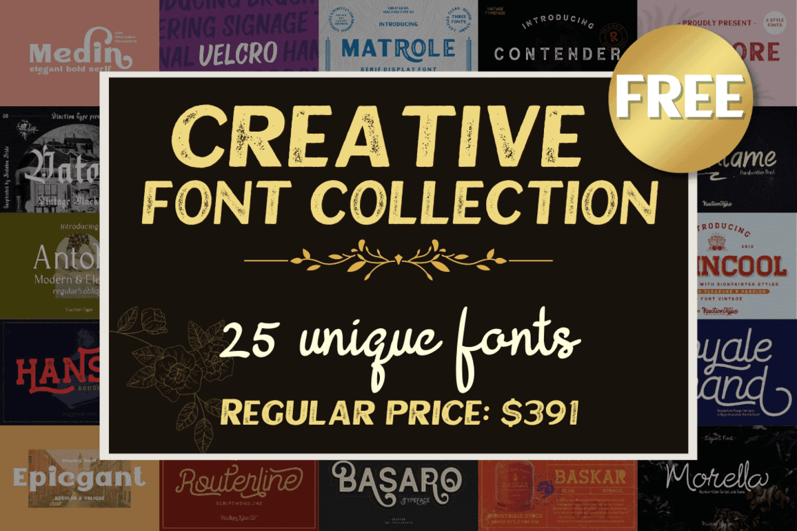 免费获取字体包 Creative Font Collection Bundle[Windows、macOS][$391→0]