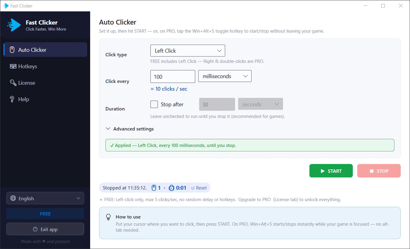 Fast Clicker Pro - 快速自动点击工具[Windows][$15→0]