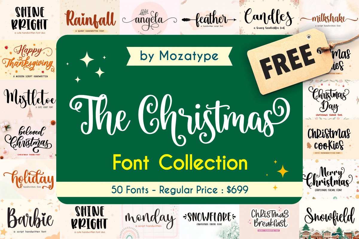 免费获取字体包 The Christmas Font Collection Bundle[Windows、macOS][$699→0]