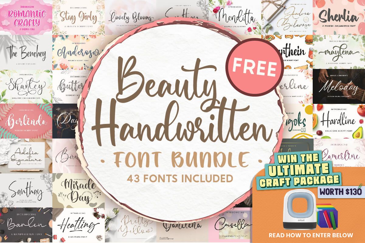 免费获取字体包 Beauty Handwritten Font Bundle[Windows、macOS][$596→0]